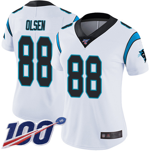 Carolina Panthers Limited White Women Greg Olsen Road Jersey NFL Football 88 100th Season Vapor Untouchable